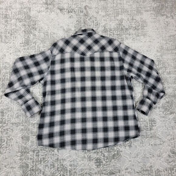 Wrangler Pearl Snap Shirt Womens XL Black Plaid Long Sleeve Button Up Flannel - Picture 10 of 11